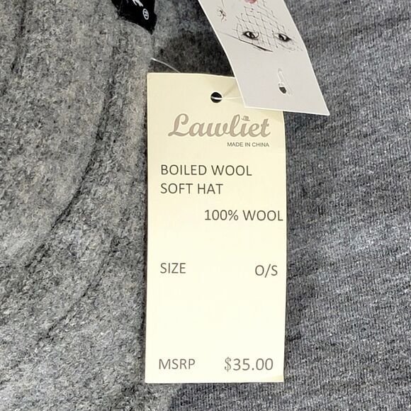 Lawliet Hat Womens Gray 100% Wool Bonnet Bucket 1920s Style Collapsible Cloche - Picture 11 of 12